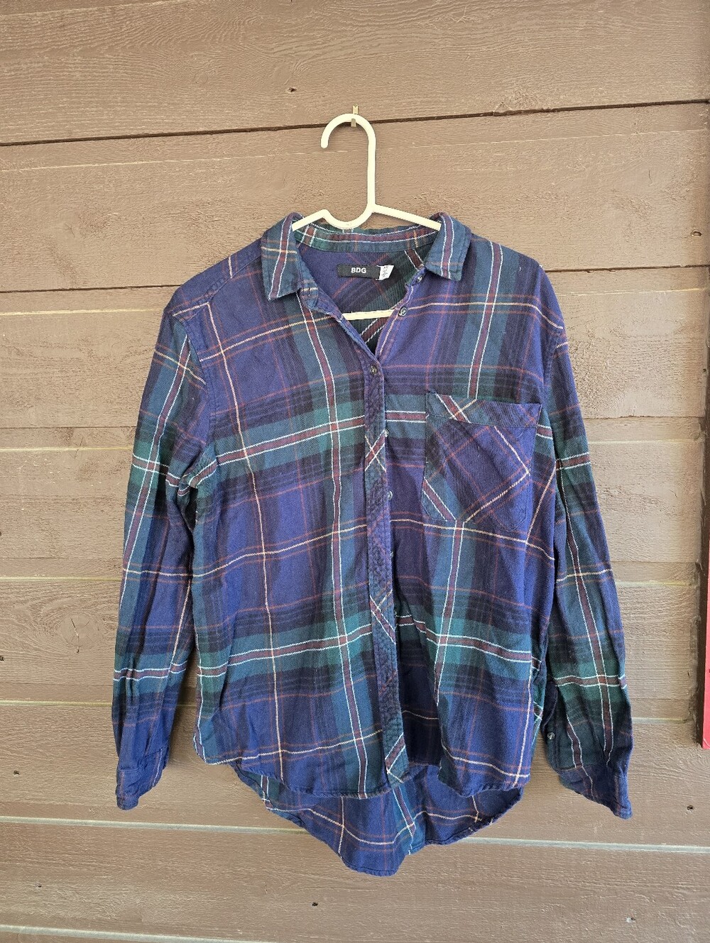 BDG Urban Outfitters Plaid Flannel Button Down Shirt Medium Blue Green